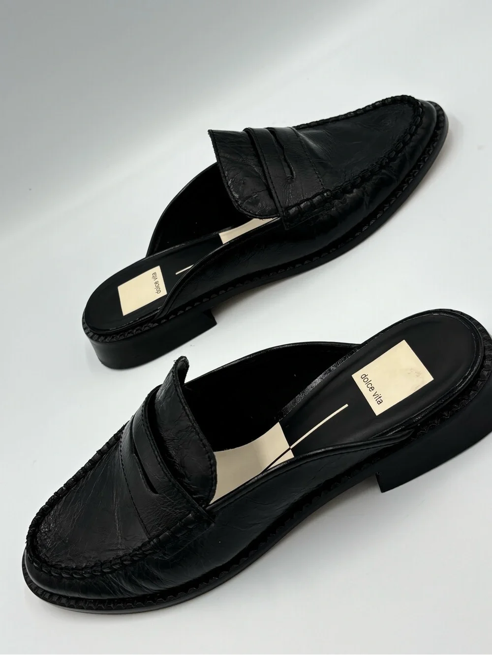 Dolce Vita Black Leather Penny Loafer Mules Women’s Size 7